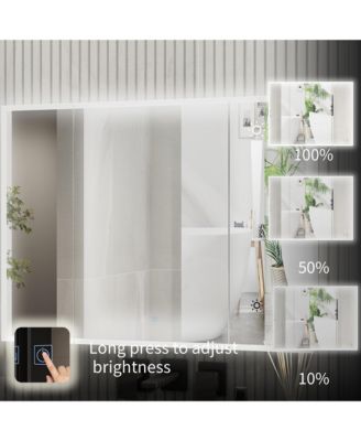 Bathroom Cabinet with Mirror Doors, Wall-Mounted Mirror Cabinet with Storage