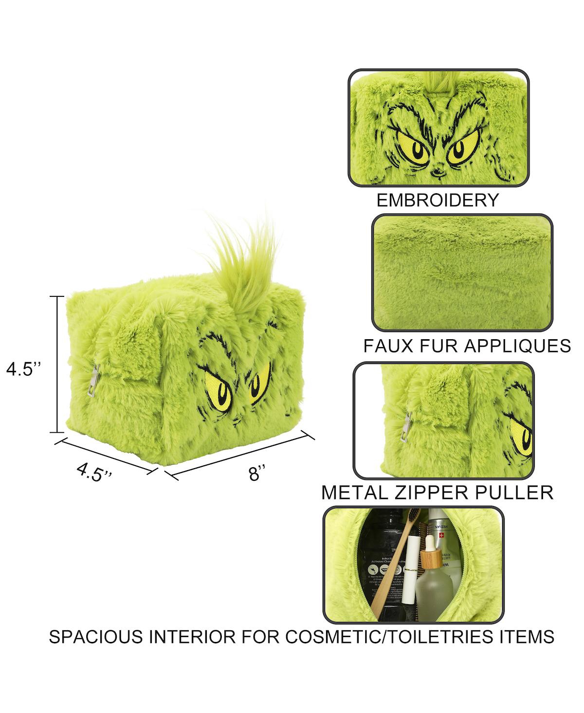 The Grinch Big Face Character Women's Green Cosmetic Toiletry Bag