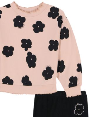 Girls' Toddler 2T-4T Long-Sleeve Sweatshirt and Ribbed Pants, 2-Piece Set