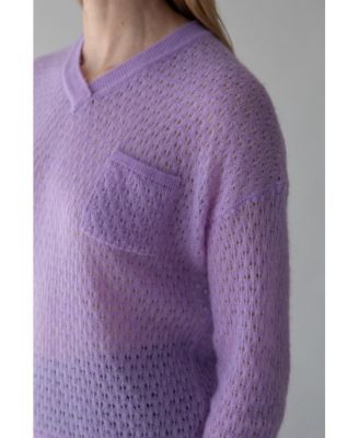 Women's Lacey Pointelle Pullover Sweater