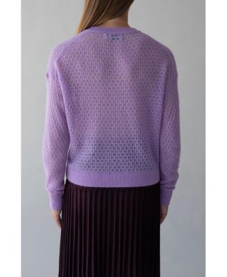 Women's Lacey Pointelle Pullover Sweater