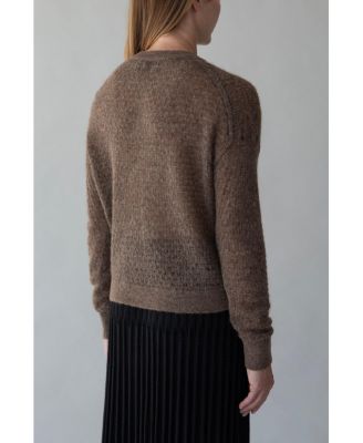 Women's Lacey Pointelle Pullover Sweater