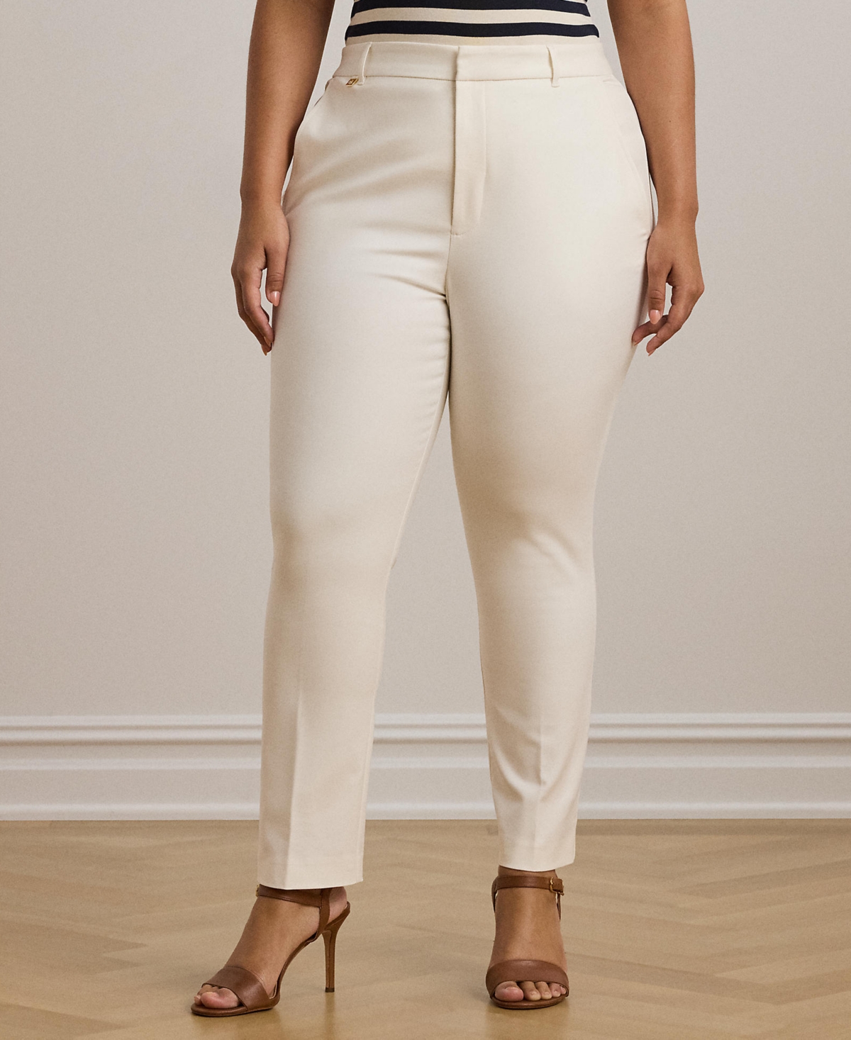 Lauren Ralph Plus Stretch Cotton Cropped Pants