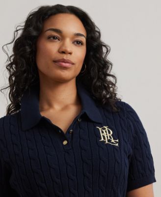 Plus Size Short-Sleeve Polo Collar Sweater