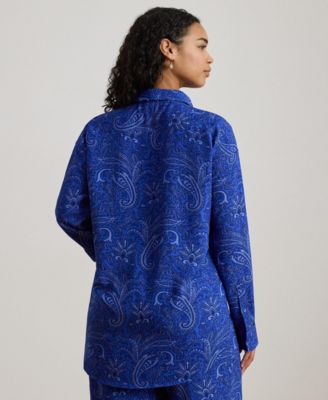 Plus Size Paisley Print Button-Down Shirt