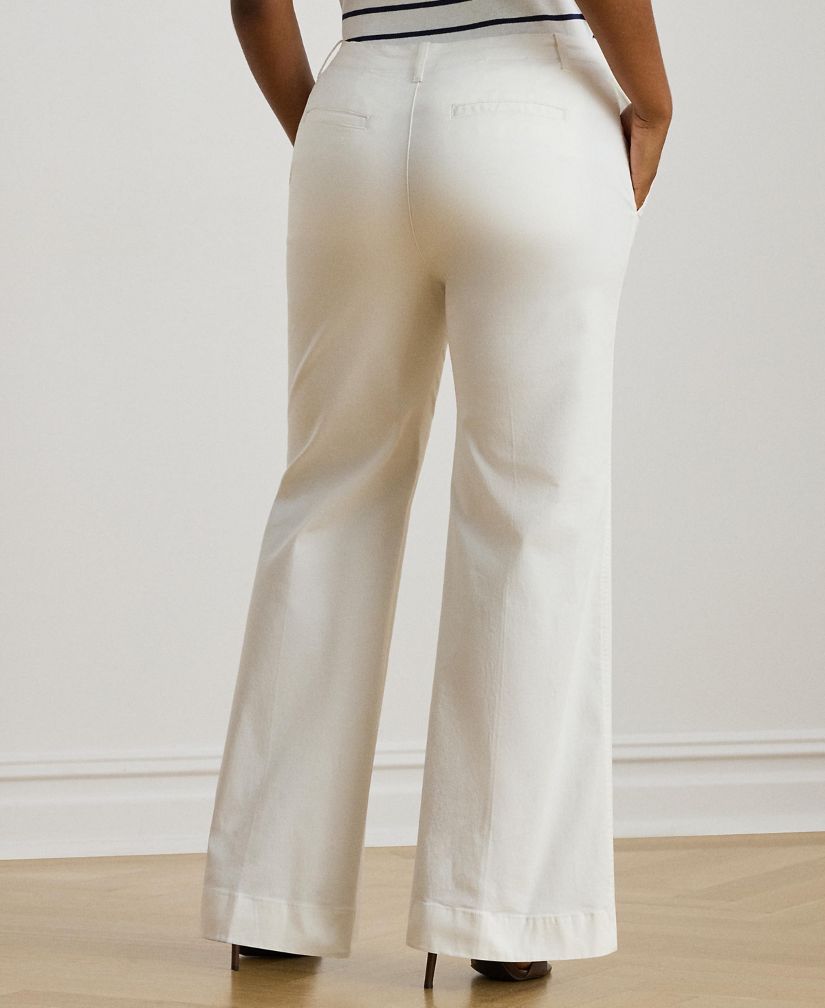 Ralph Lauren Plus Size Chino Flare High-rise Pants In White