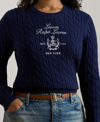 Plus Size Embroidered Crest Sweater