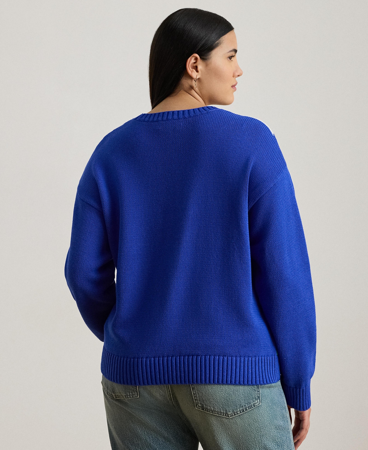 Ralph Lauren Plus Size Color-blocked Long-sleeve Sweater