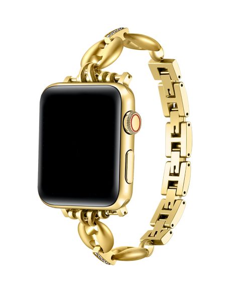 Женский ремешок для часов Posh Tech Poppy Rhinestone Band for Apple Watch, цвет: Золотой