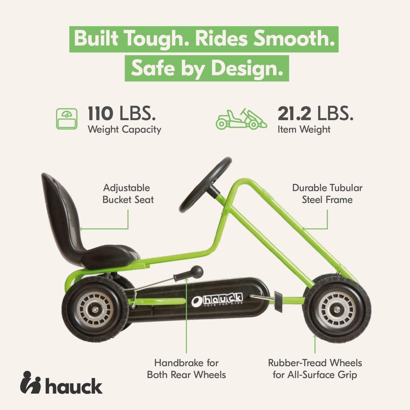 Детская игрушка Hauck Lightning Pedal Ride-On Go Kart with Adjustable Seat, 110 lbs Capacity, Ages 4-8 — фото 7