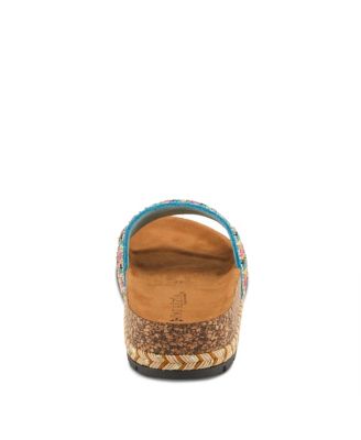 Women's SWIRLA Multicolor Beaded Slide Cork Wedge Sandals