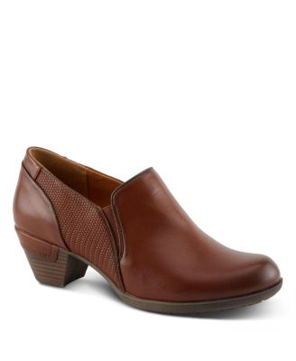 Women s JULANEAH Embossed Slip-On Shooties with Elastic Fit and Block Heel