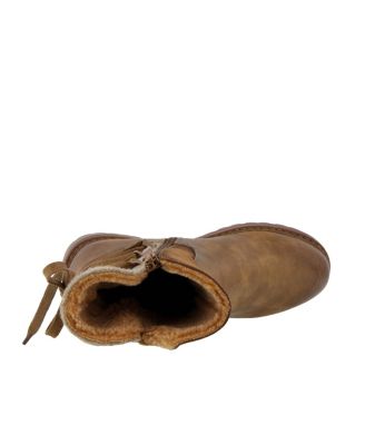 Women s DAWNA Sculpted Heel Booties with Faux Wool Shaft and Back Lace Detail