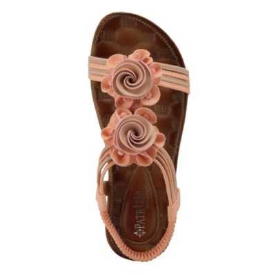 Women s Nectarine Floral T-Strap Sandal with Elastic Back and Quilted Footbed