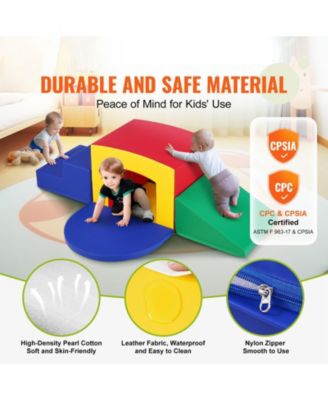 5-Piece Foam Toddler Climbing Playset with Ramp, Tunnel and Easy-Clean Design