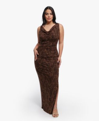 Women's Shapewear Solid Cowl Neck Ruched Sculpting Maxi Dress