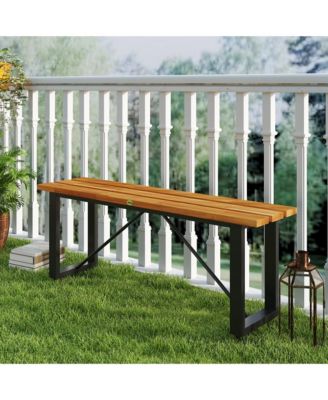 Outdoor Bench, 47" Backless Acacia Wood Garden Bench Seat,