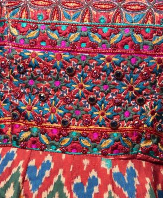 Women's Red Patola Print Gown with Embellishment on Torso