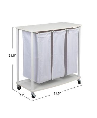 3-Bag Laundry Sorter, White