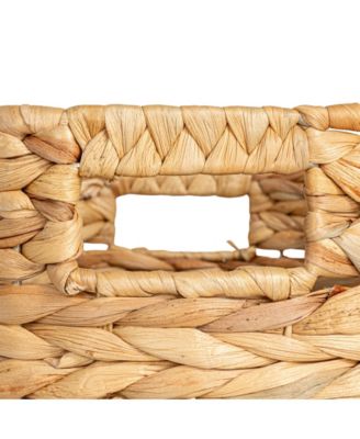 Natural Water Hyacinth and Paper Basket with Stripes