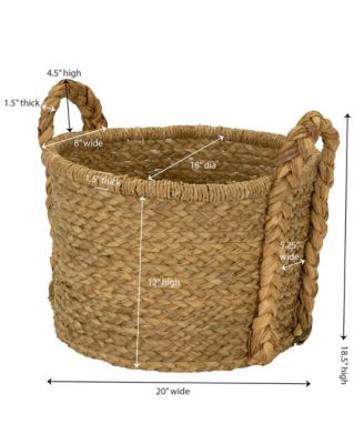 Large Wicker Storage Basket, Floor Basket with Braided Handles
