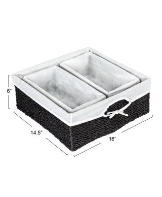 Wicker Basket Set, 3 Pieces, 1 Large and 2 Small Water Hyacinth Baskets