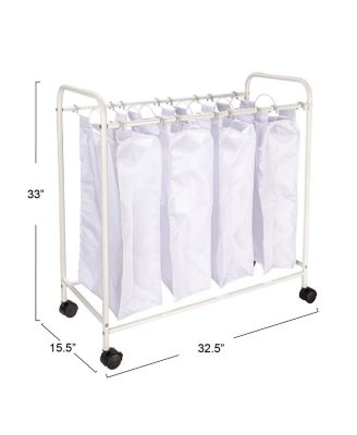Rolling Laundry Sorter, 4 Bag, White