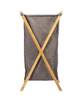 X-Frame Bamboo Hamper, Washable Grey Liner and Bamboo Frame