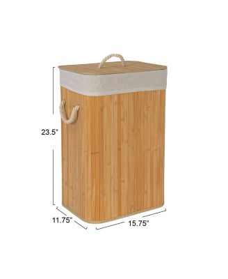 Bamboo Laundry Hamper with Rope Handles, 19-Gallons