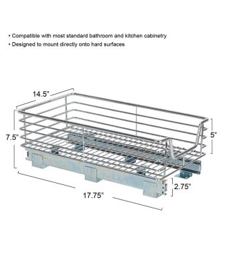 Glidez 14.5" W Chrome-Plated Steel Pull-Out Storage Organizer.