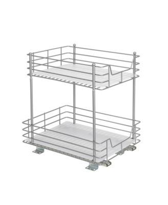 Glidez Steel Pull-Out Storage Organizer, 2-Tier Design, Brushed Silver