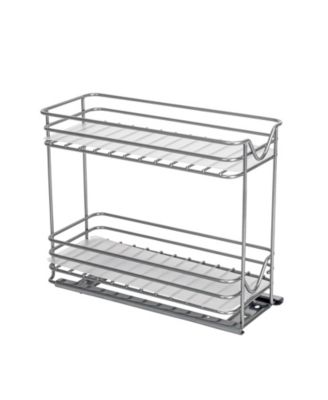 Glidez Steel Pull-Out Storage Organizer with Plastic Liners, 2 -Tier Design, Brushed Silver