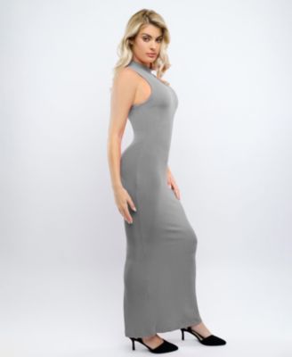 Women's Shapewear Modal Cutaway Mock Neck Slimming Maxi Dress