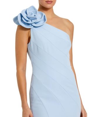 Women's Crepe One Shoulder Mermaid Gown With 3D Flower