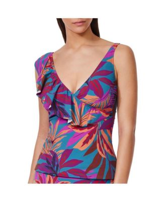 Women's Plantopia Ruffle V Neck Surplice Tankini