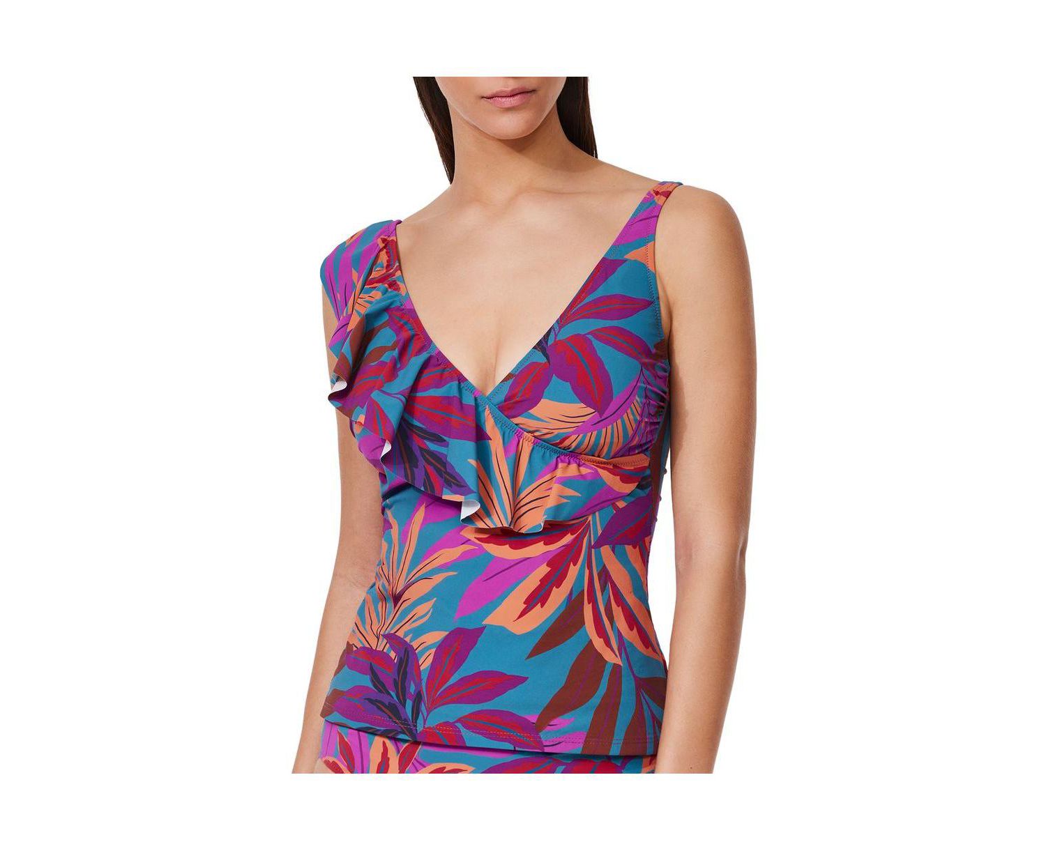 Women's Plantopia Ruffle V Neck Surplice Tankini