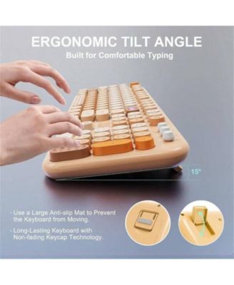 2.4G Wireless Keyboard and Mouse Combo - Full-Sized Colorful Keyboard with Round Keycaps, 104 Keys Typewriter Keyboard for Laptop and PC