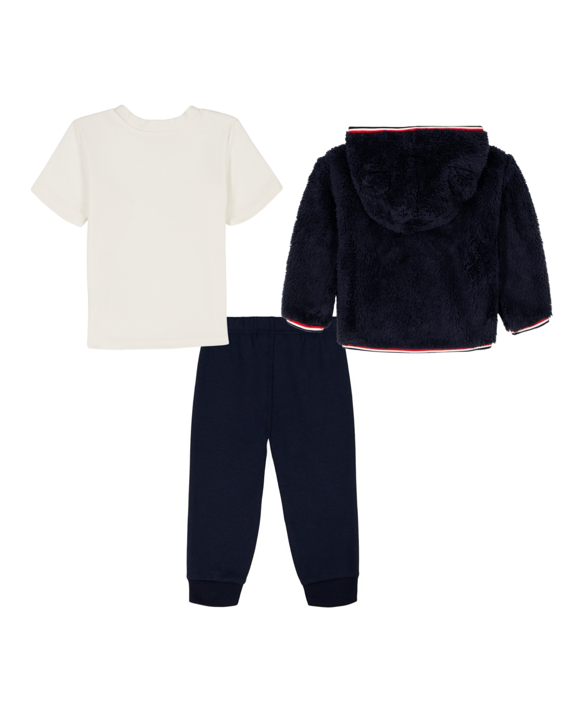 Tommy Hilfiger Baby Boys Zip-up Hoodie, T-shirt And Pants, 3-piece Set In Multi