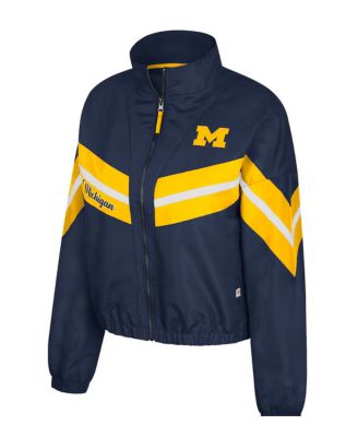 Women's Navy Michigan Wolverines Thin Ice Full-Zip Windbreaker
