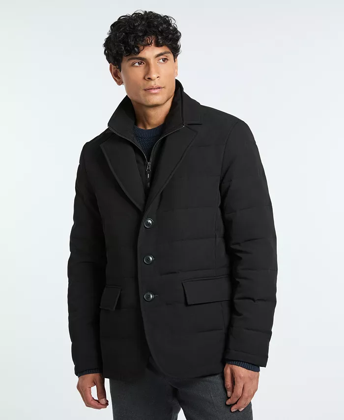Men's Solid Quilted Puffer Blazer Jacket - thumbnail 6