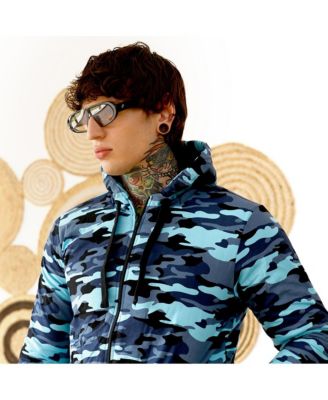 Men's Navy Blue Camouflage Fleece-Lined Jacket
