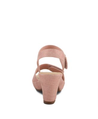 Women's DADE-WOVEN Textured Platform Sandals with Metallic Button Detail
