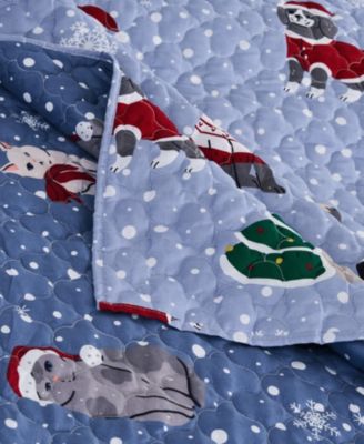 Winter Whiskers Holiday 3-Pc. Quilt Set, Full/Queen