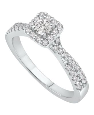 Macy's - Diamond Halo Engagement Ring (1/2 ct. t.w.) in 14K White Gold
