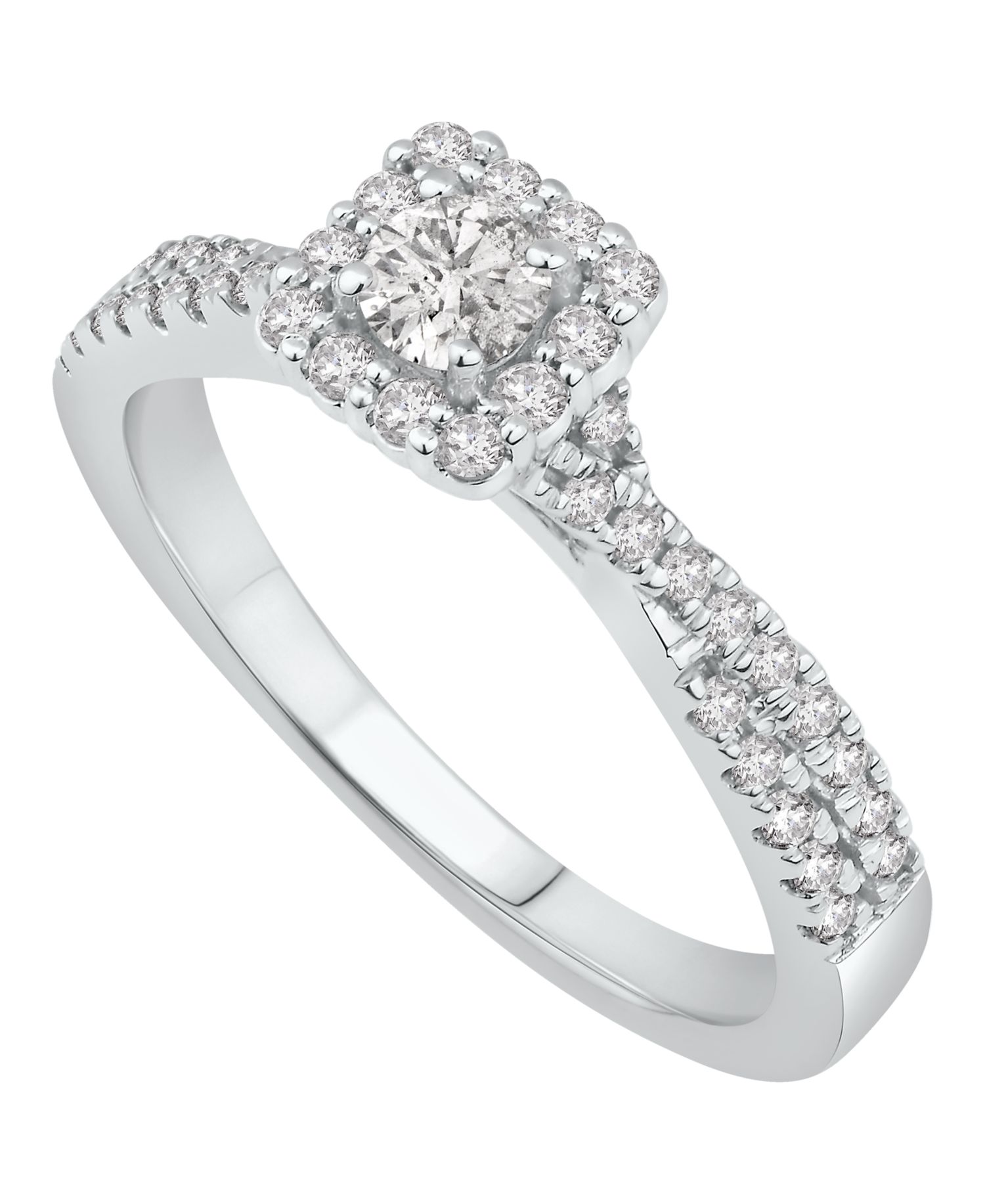 Diamond Halo Engagement Ring (1/2 ct. t.w.) in 14k White Gold