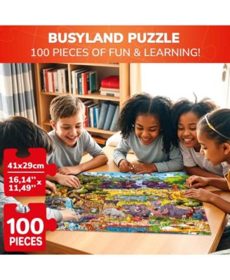 100 Piece Puzzles for Kids Ages 6-8 – Intricately Illustrated Safari Animals Puzzle for Kids Ages 8-10 – Educational Busyland Game Packed