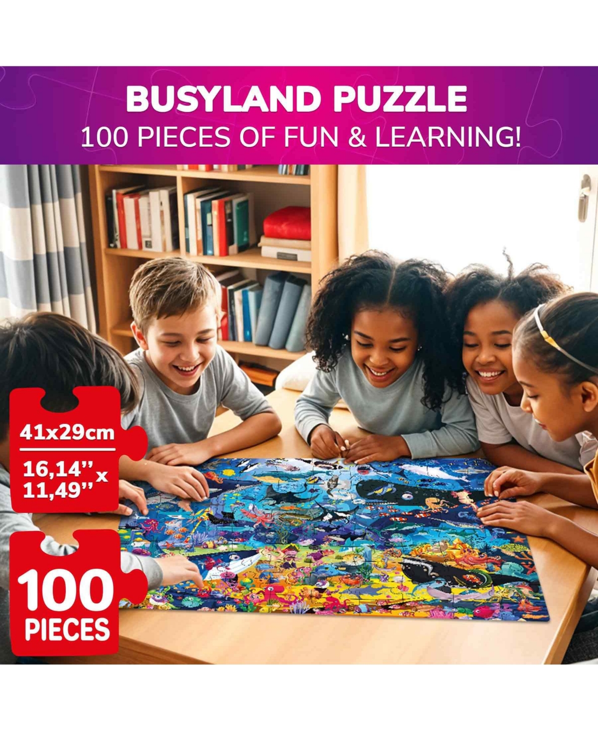 Quokka 100 Piece Puzzles for Kids Ages 6-8 – Intricately Illustrated Safari Animals Puzzle 8-10 Educational Busyland Gam