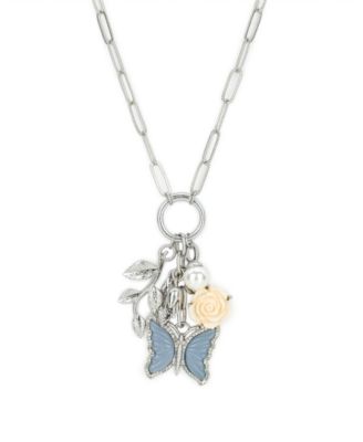 Blue Butterfly Collection Long Multi-Charm Necklace