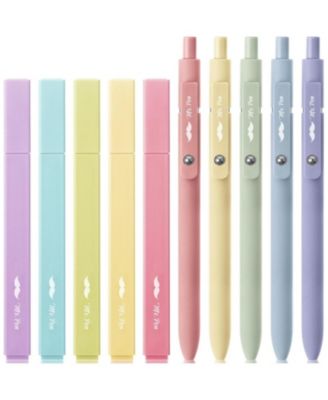 Aesthetic Highlighter and Gel Pens, 10 Pack, Assorted Color