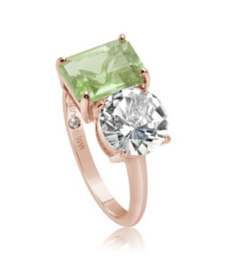 Suzy Levian Sterling Silver Gemstone Toi et Moi Two-Stone Ring